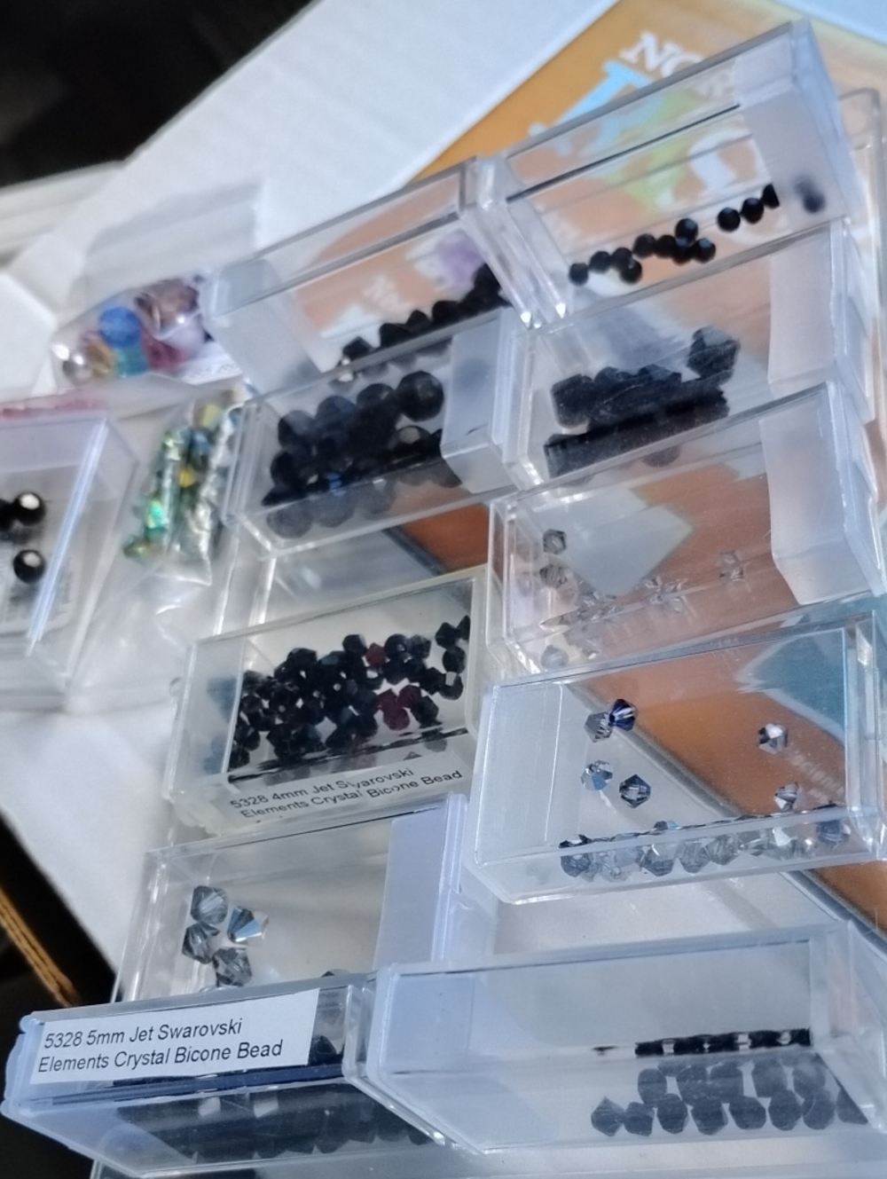 Swarovski Crystal Bicone&Variety Beads - Jet Black, Diamond,etc ..